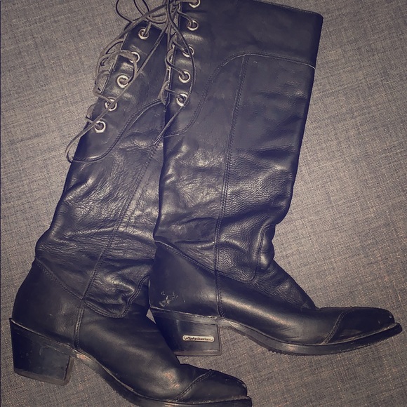 Harley-Davidson Shoes - Harley Davidson black leather cowboy biker boots